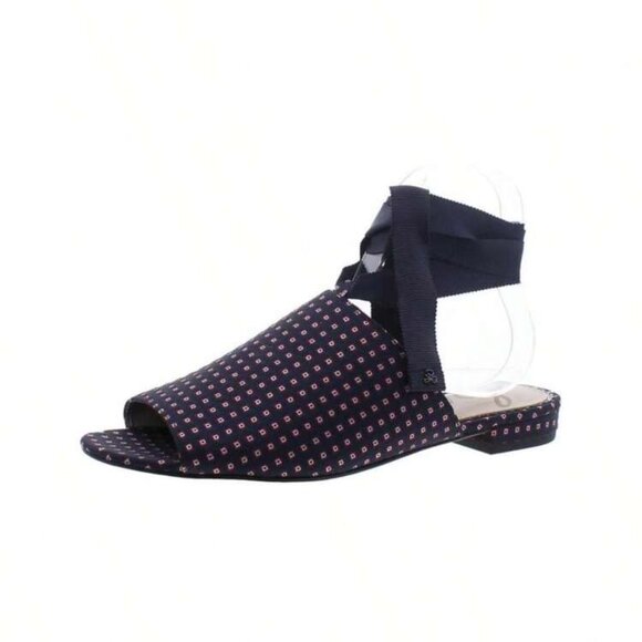 Sam Edelman Theodora Geo Print Blue with Red Ankle Wrap Sandals sz 6.5 NWT - Picture 3 of 15